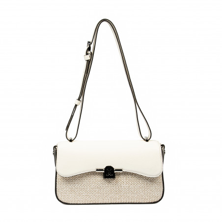 Borsa da donna a tracolla 046g 01 panna + rafia
