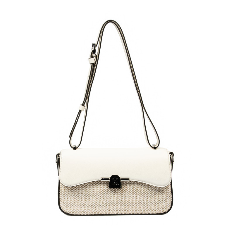 Borsa da donna a tracolla 046g 01 panna + rafia