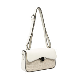 Borsa da donna a tracolla 046g 01 panna + rafia