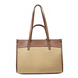 Borsa da spiaggia donna 045g marrone cognac+rattan
