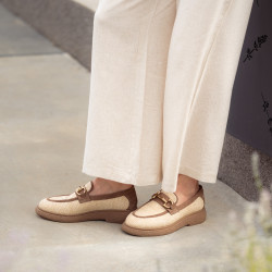 Scarpe casual donna 6092 rafia beige combinato lifestyle