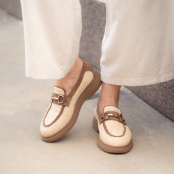 Scarpe casual donna 6092 rafia beige combinato lifestyle