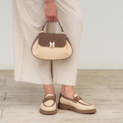 Scarpe casual donna 6092 rafia beige combinato lifestyle