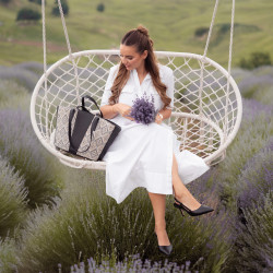 Borsa da spiaggia donna 044g 01 rafia nero lifestyle