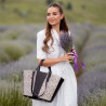 Borsa da spiaggia donna 044g 01 rafia nero lifestyle