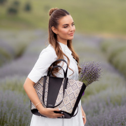 Borsa da spiaggia donna 044g 01 rafia nero lifestyle