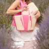 Borsa da spiaggia donna 044g 01 rosa Barbie+rafia