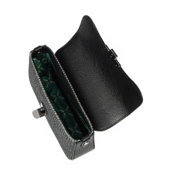 Borsa a tracolla da donna 046g 01 nero + rafia nera