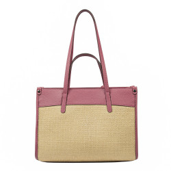 Borsa da spiaggia donna 045g 01 lampone rosa+rafia