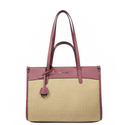 Borsa da spiaggia donna 045g 01 lampone rosa+rafia