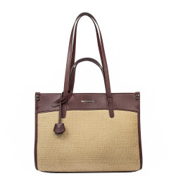 Borsa da donna da spiaggia 045g 01 bordeaux + rafia