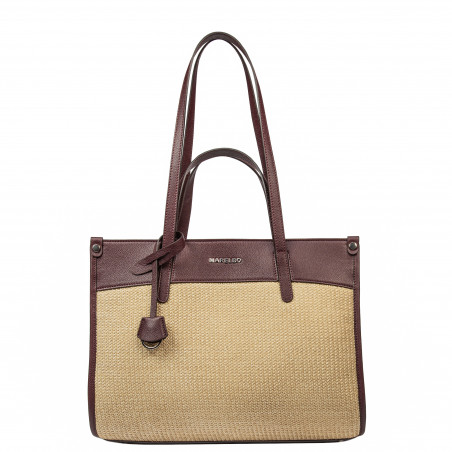 Borsa da donna da spiaggia 045g 01 bordeaux + rafia