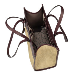 Borsa da donna da spiaggia 045g 01 bordeaux + rafia