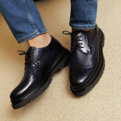 Scarpe eleganti uomo 972 vernice indaco combinato lifestyle