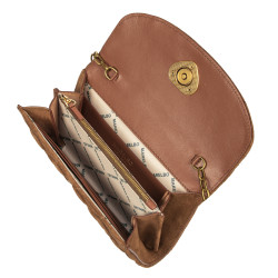 Borsa a tracolla da donna 048g scamosciata marrone