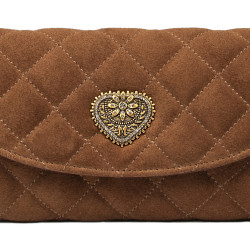 Borsa a tracolla da donna 048g scamosciata marrone