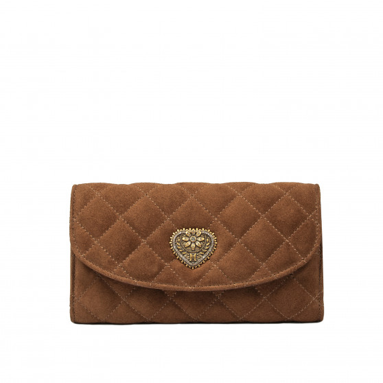 Borsa a tracolla da donna 048g scamosciata marrone