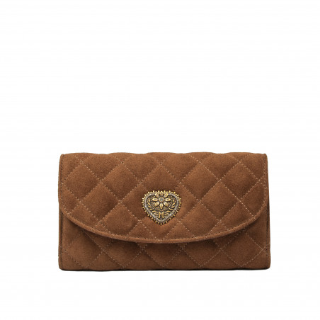 Borsa a tracolla da donna 048g scamosciata marrone