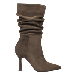 Stivaletti con tacco donna 1410 camoscio cioccolato