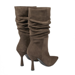 Stivaletti con tacco donna 1410 camoscio cioccolato
