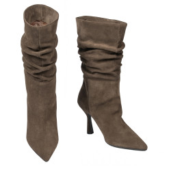 Stivaletti con tacco donna 1410 camoscio cioccolato