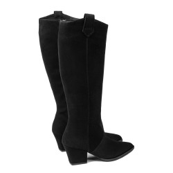 Stivale con tacco donna 1412 velluto nero