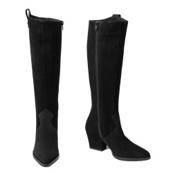 Stivale con tacco donna 1412 velluto nero