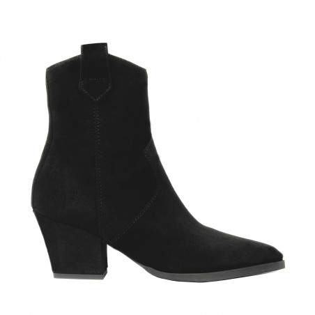 Stivaletti con tacco donna 1411 nero velluto