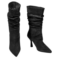 Stivali con tacco donna 1410 nero velluto