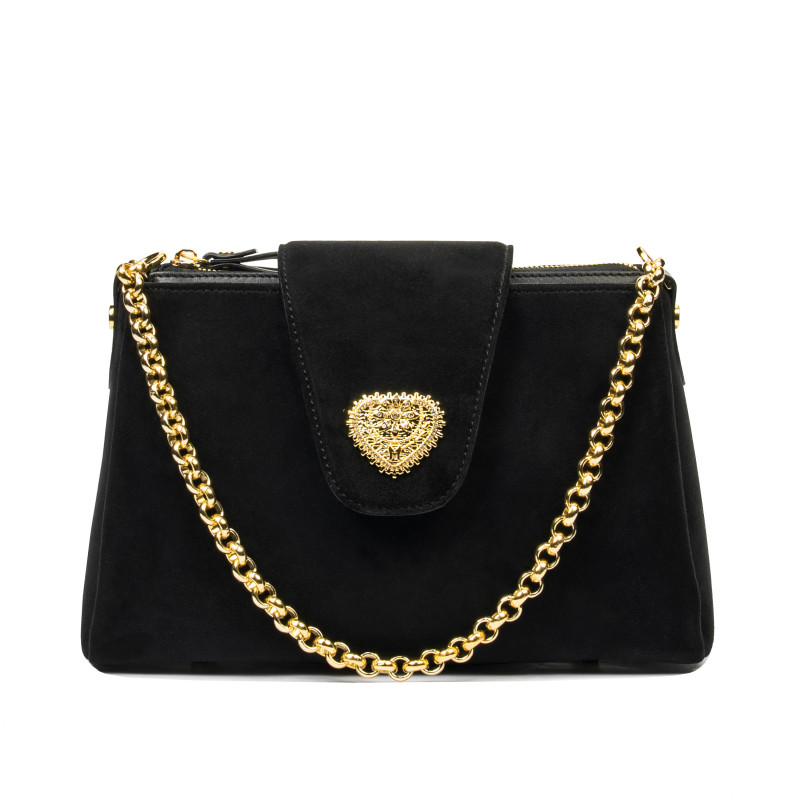 Borsa donna a spalla 051g nero camoscio