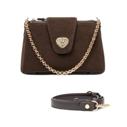 Borsa da donna a tracolla 051g suede cioccolato