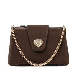 Borsa da donna a tracolla 051g suede cioccolato