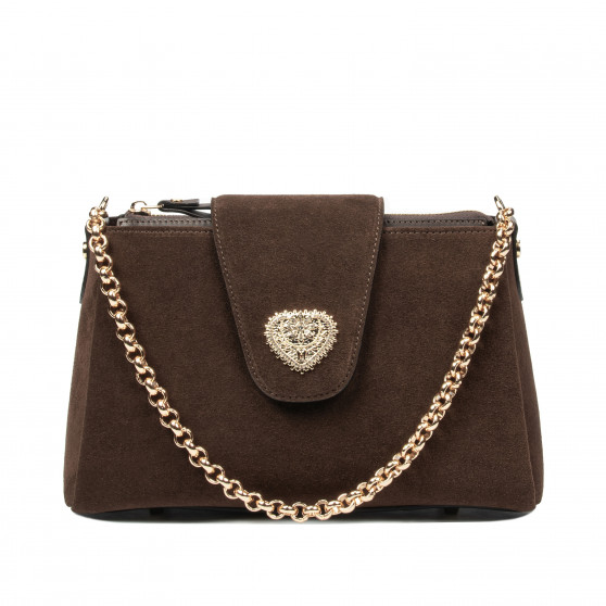 Borsa da donna a tracolla 051g suede cioccolato