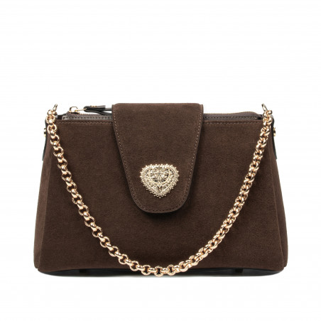 Borsa da donna a tracolla 051g suede cioccolato