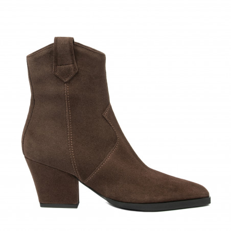 Stivaletti con tacco donna 1411 suede cioccolato