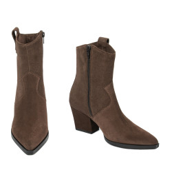 Stivaletti con tacco donna 1411 suede cioccolato