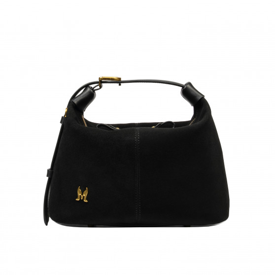 Borsa donna a mano 037-1g in camoscio nero