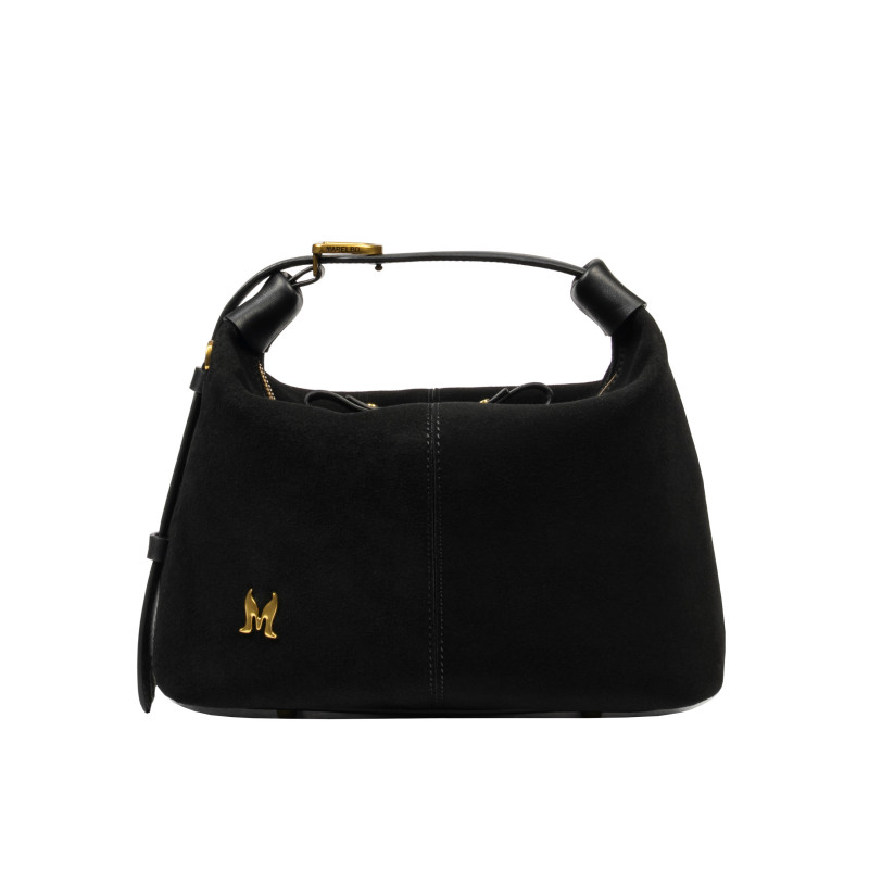 Borsa donna a mano 037-1g in camoscio nero