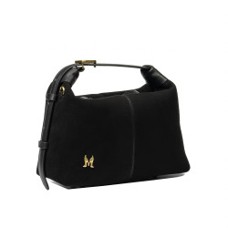 Borsa donna a mano 037-1g in camoscio nero