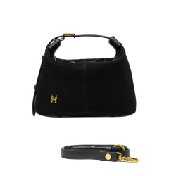 Borsa donna a mano 037-1g in camoscio nero