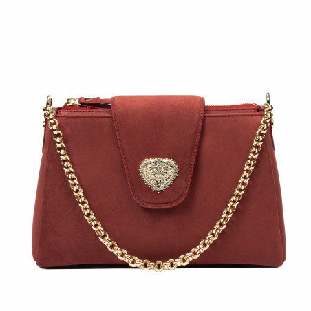 Borsa donna a tracolla 051g camoscio rosso