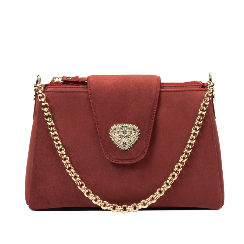 Borsa donna a tracolla 051g camoscio rosso
