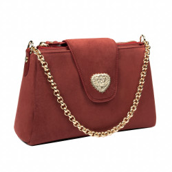 Borsa donna a tracolla 051g camoscio rosso