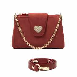 Borsa donna a tracolla 051g camoscio rosso