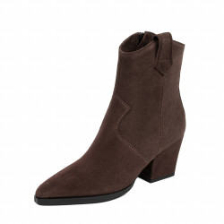Stivaletti con tacco donna 1411 cacao velluto
