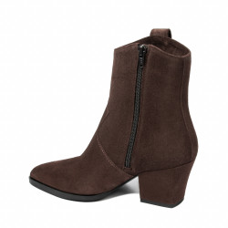 Stivaletti con tacco donna 1411 cacao velluto