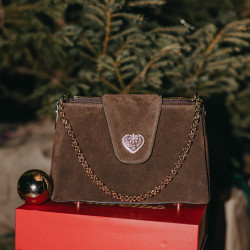 Borsa da donna a tracolla 051g suede cioccolato