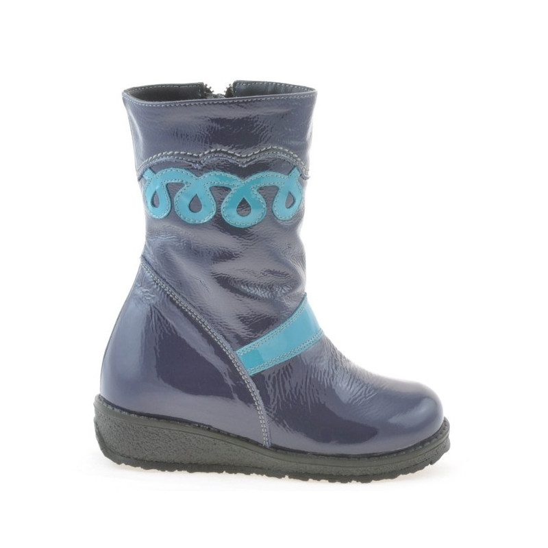 Stivaletti per bambini piccoli 23c vernice indaco+blu