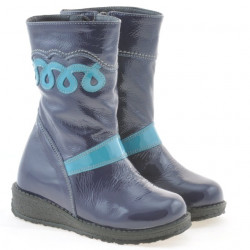 Stivaletti per bambini piccoli 23c vernice indaco+blu