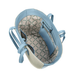 Borsa da spiaggia donna 044g 01 cielo blu+rafia
